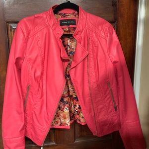 Pink women’s leather jacket